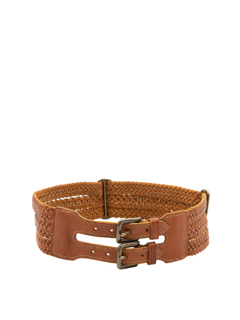 Ann Taylor Cognac Braided Leather Belt | 1980s Vintage | Hand-Plaited | Made in England | Small