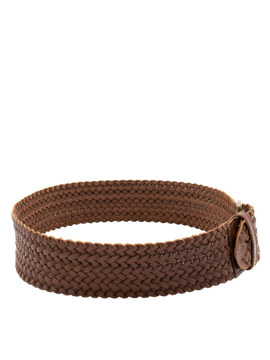 Brown Plaited Leather Belt | 1980s Vintage | Hand-Plaited Hide | Made in England | Small