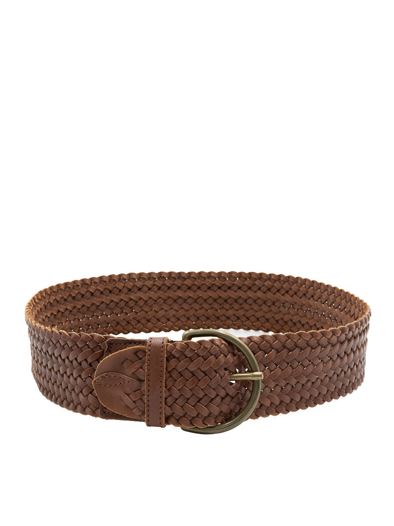 Brown Plaited Leather Belt | 1980s Vintage | Hand-Plaited Hide | Made in England | Small