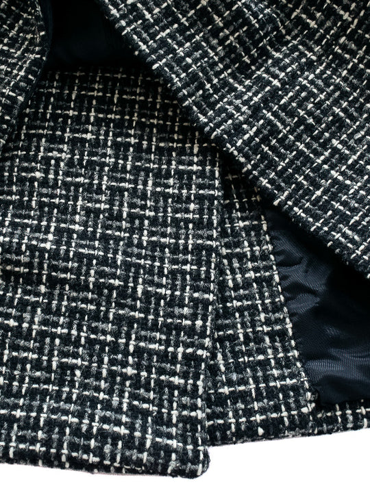 Black Tweed Wool Blazer | 1970s Vintage | Double-Breasted | Medium