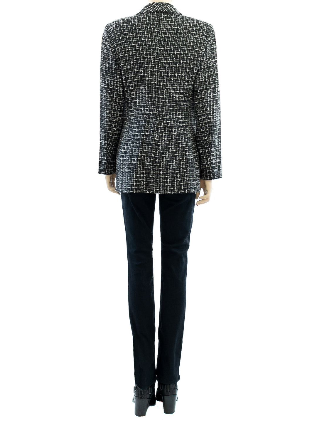 Black Tweed Wool Blazer | 1970s Vintage | Double-Breasted | Medium