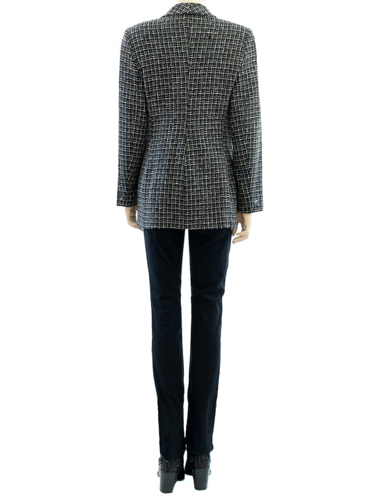 Black Tweed Wool Blazer | 1970s Vintage | Double-Breasted | Medium