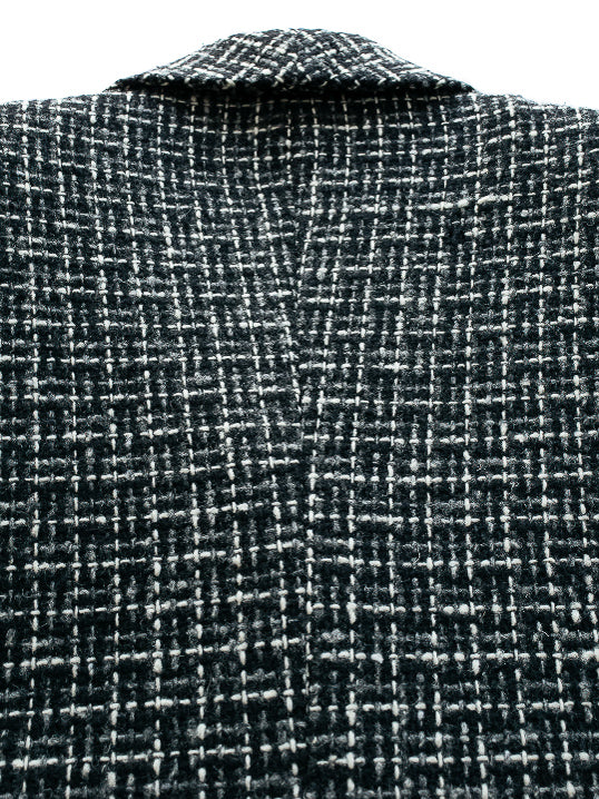 Black Tweed Wool Blazer | 1970s Vintage | Double-Breasted | Medium