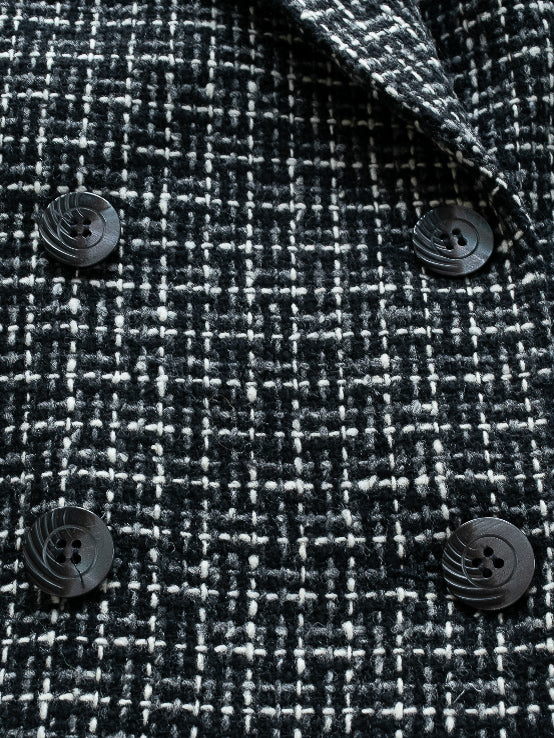 Black Tweed Wool Blazer | 1970s Vintage | Double-Breasted | Medium