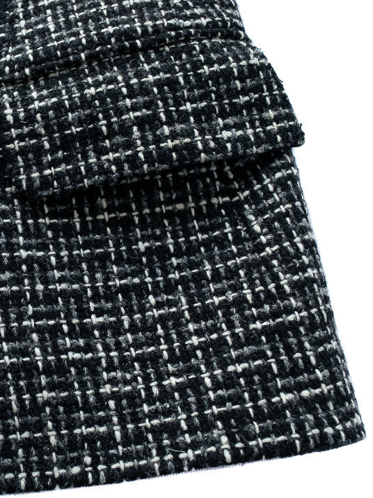 Black Tweed Wool Blazer | 1970s Vintage | Double-Breasted | Medium