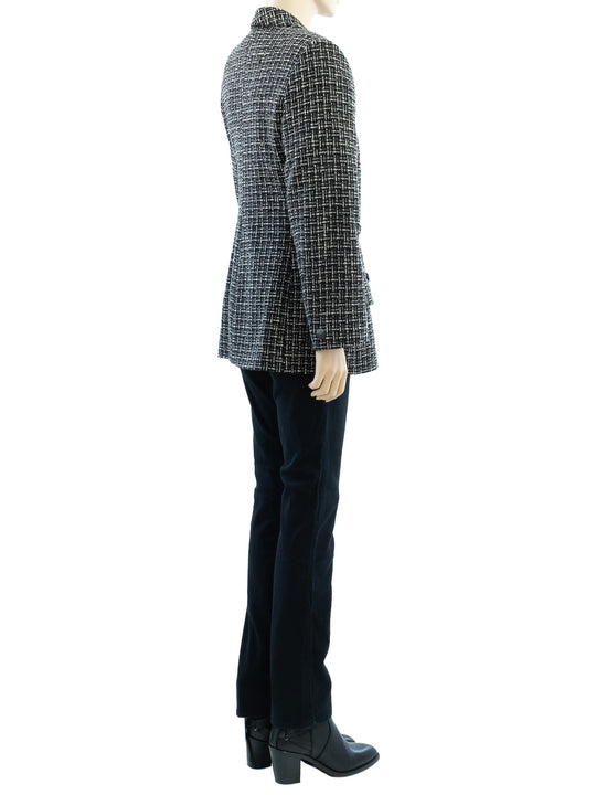 Black Tweed Wool Blazer | 1970s Vintage | Double-Breasted | Medium