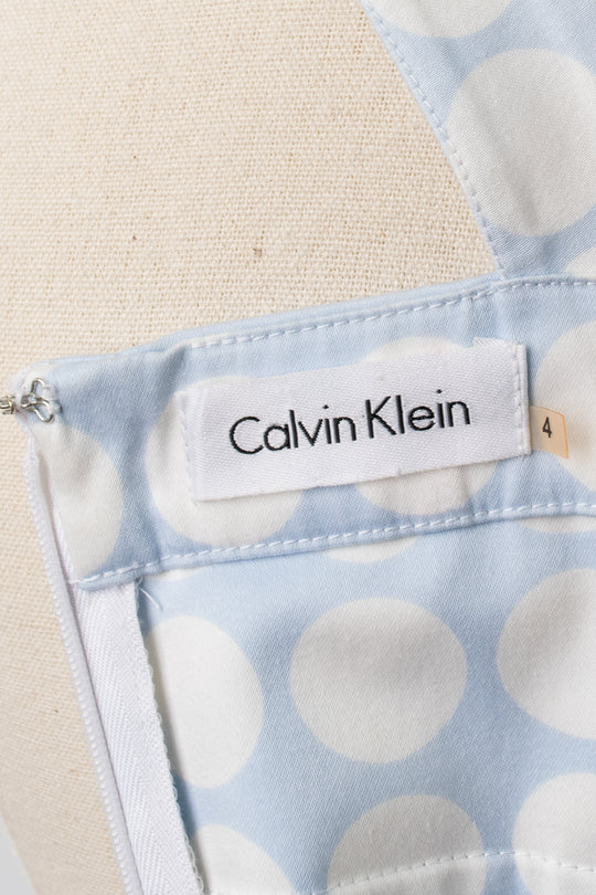 Calvin Klein Light Blue Polka Dot Dress, Vintage 90s, Size 4