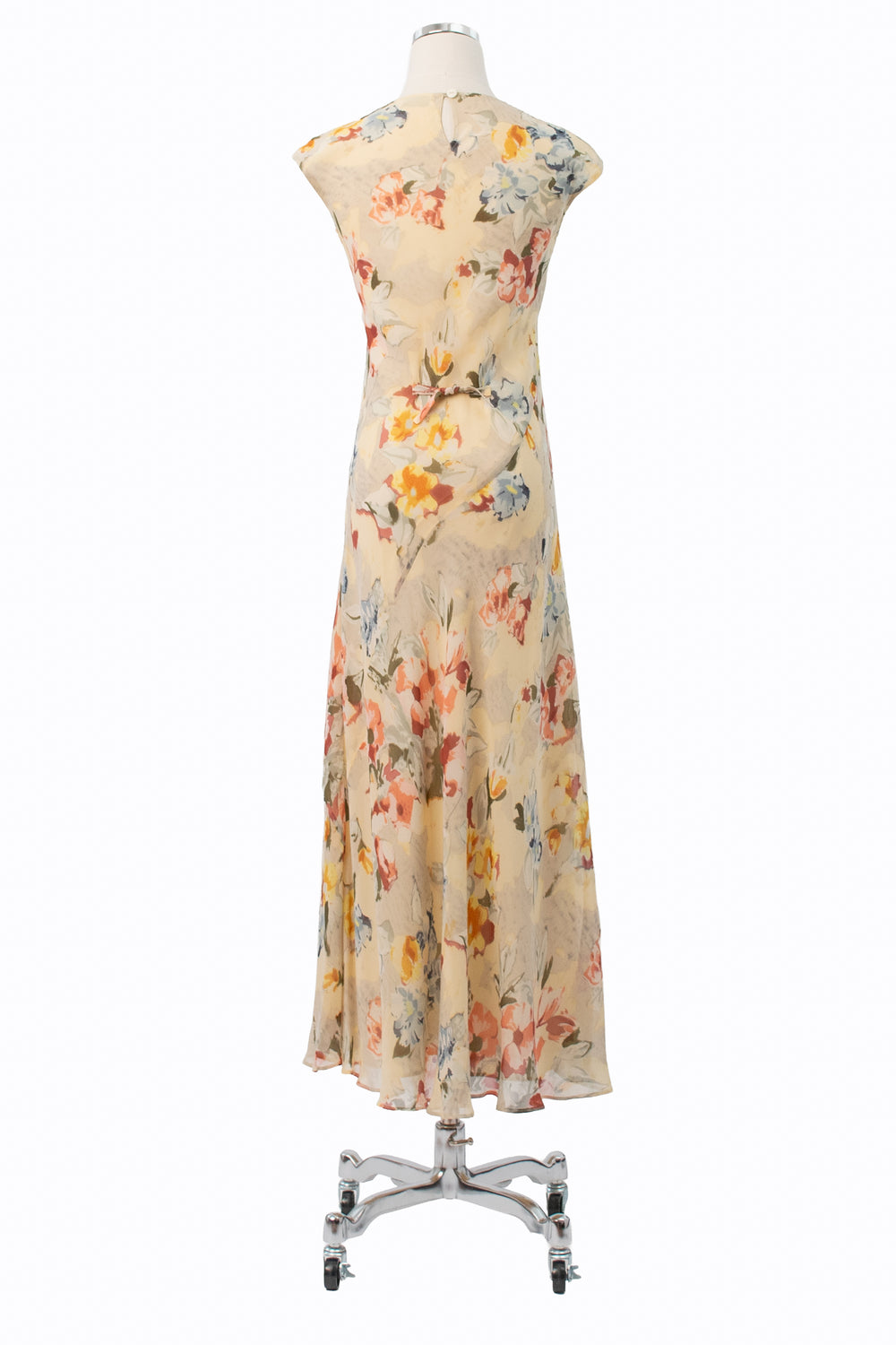 Ann Taylor Yellow Silk Floral Maxi Dress | Vintage 90s | Size 2