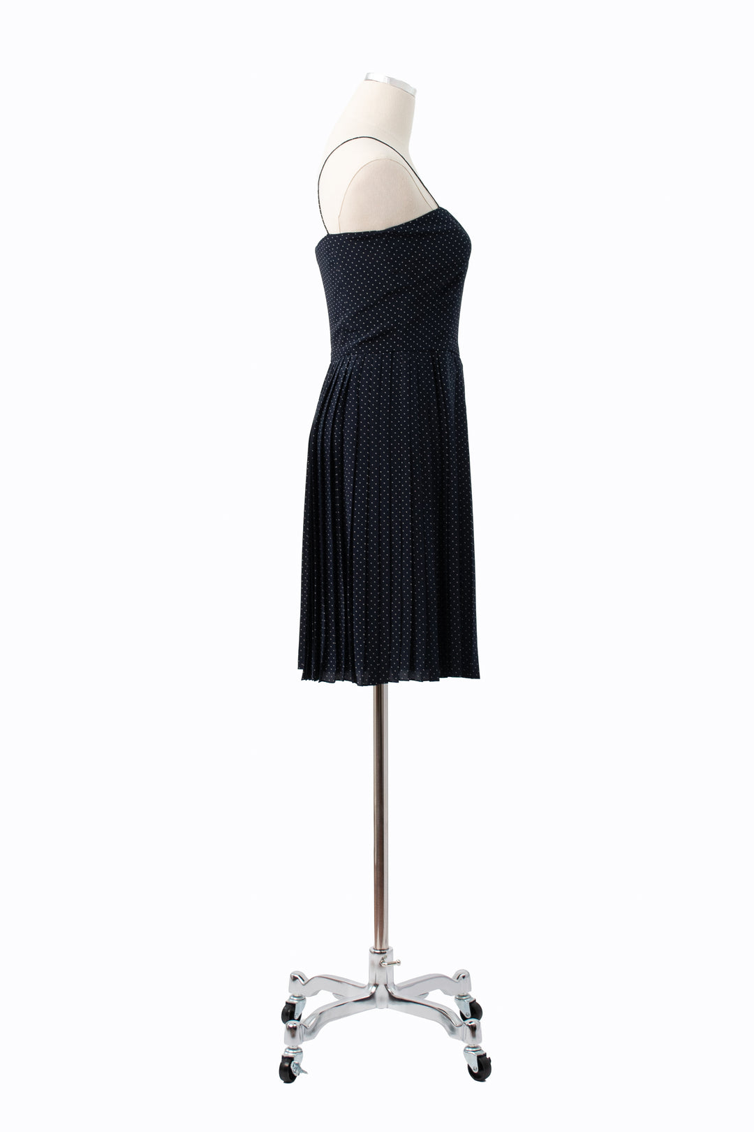 Calvin Klein | Blue & White Polka Dot Silk Dress | Vintage 80s | Size 8