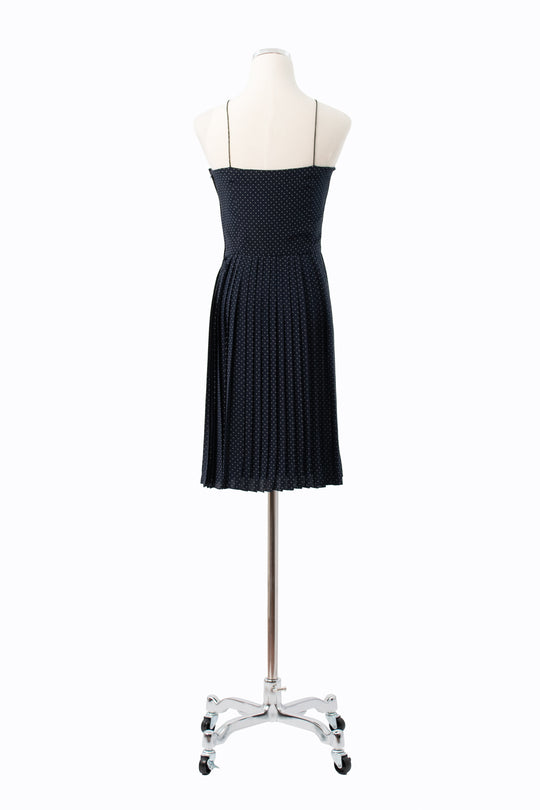 Calvin Klein | Blue & White Polka Dot Silk Dress | Vintage 80s | Size 8