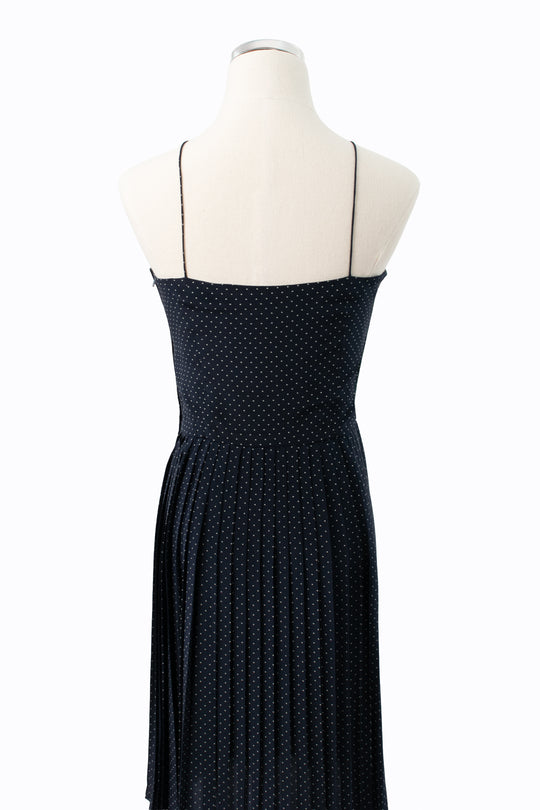 Calvin Klein | Blue & White Polka Dot Silk Dress | Vintage 80s | Size 8