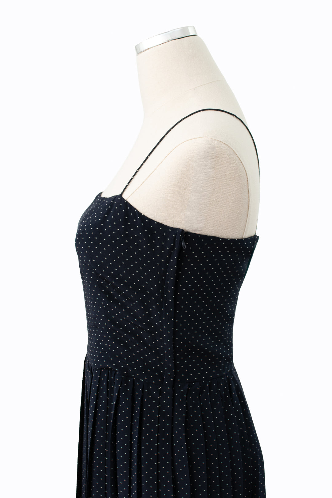 Calvin Klein | Blue & White Polka Dot Silk Dress | Vintage 80s | Size 8