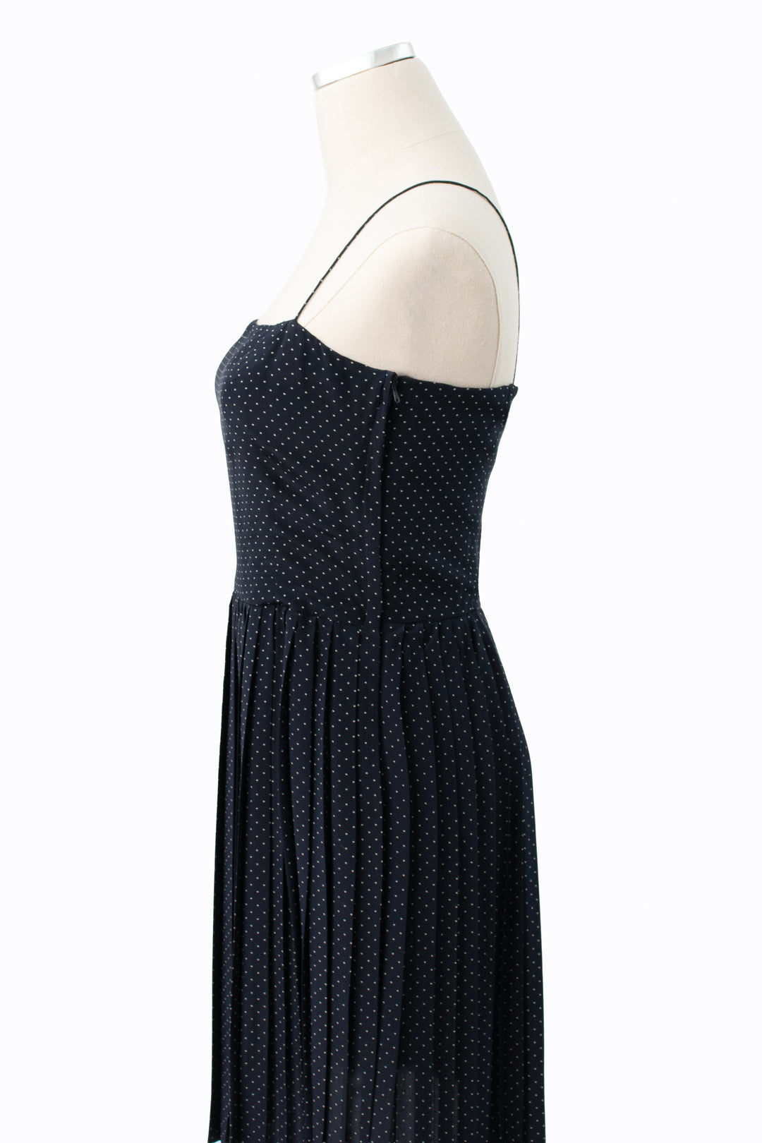 Calvin Klein | Blue & White Polka Dot Silk Dress | Vintage 80s | Size 8