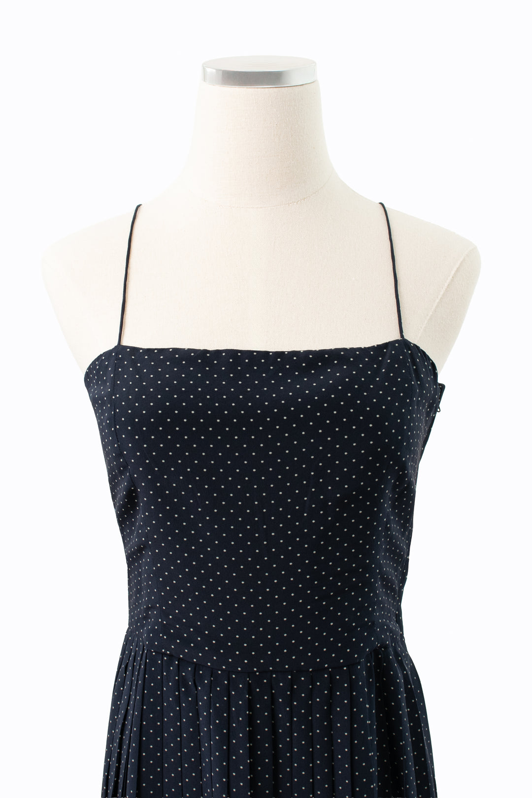Calvin Klein | Blue & White Polka Dot Silk Dress | Vintage 80s | Size 8