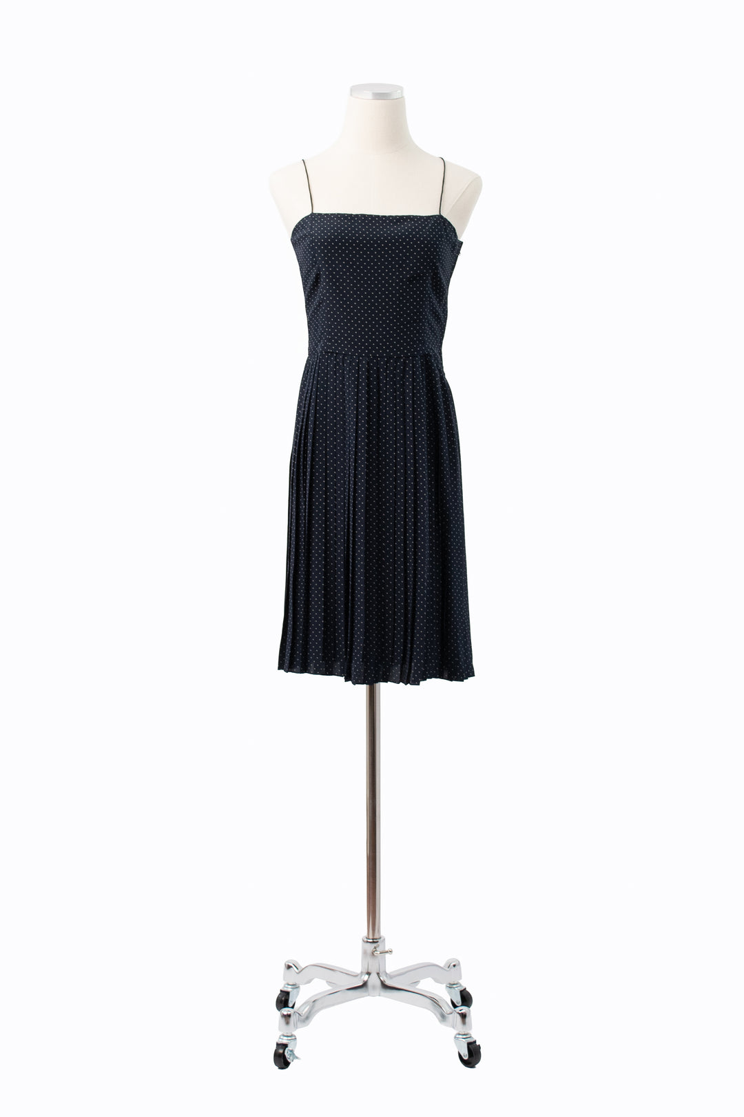 Calvin Klein | Blue & White Polka Dot Silk Dress | Vintage 80s | Size 8