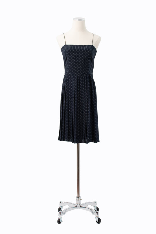 Calvin Klein | Blue & White Polka Dot Silk Dress | Vintage 80s | Size 8