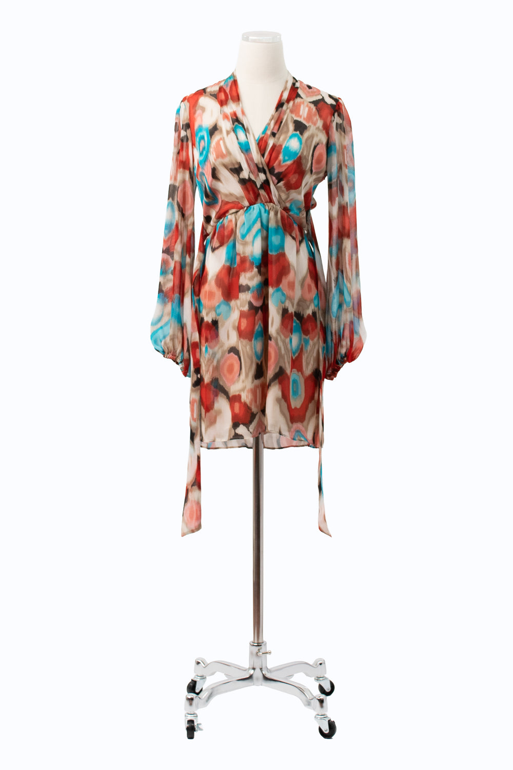 Laundry Shelly Segal | Red Multi-Color Print Silk Dress | Vintage 90s | Size 2