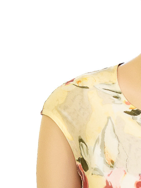 Ann Taylor Vintage Floral Dress, Cream Silk, 90s, Sz 2