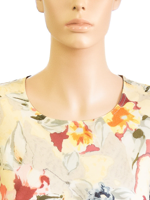 Ann Taylor Vintage Floral Dress, Cream Silk, 90s, Sz 2