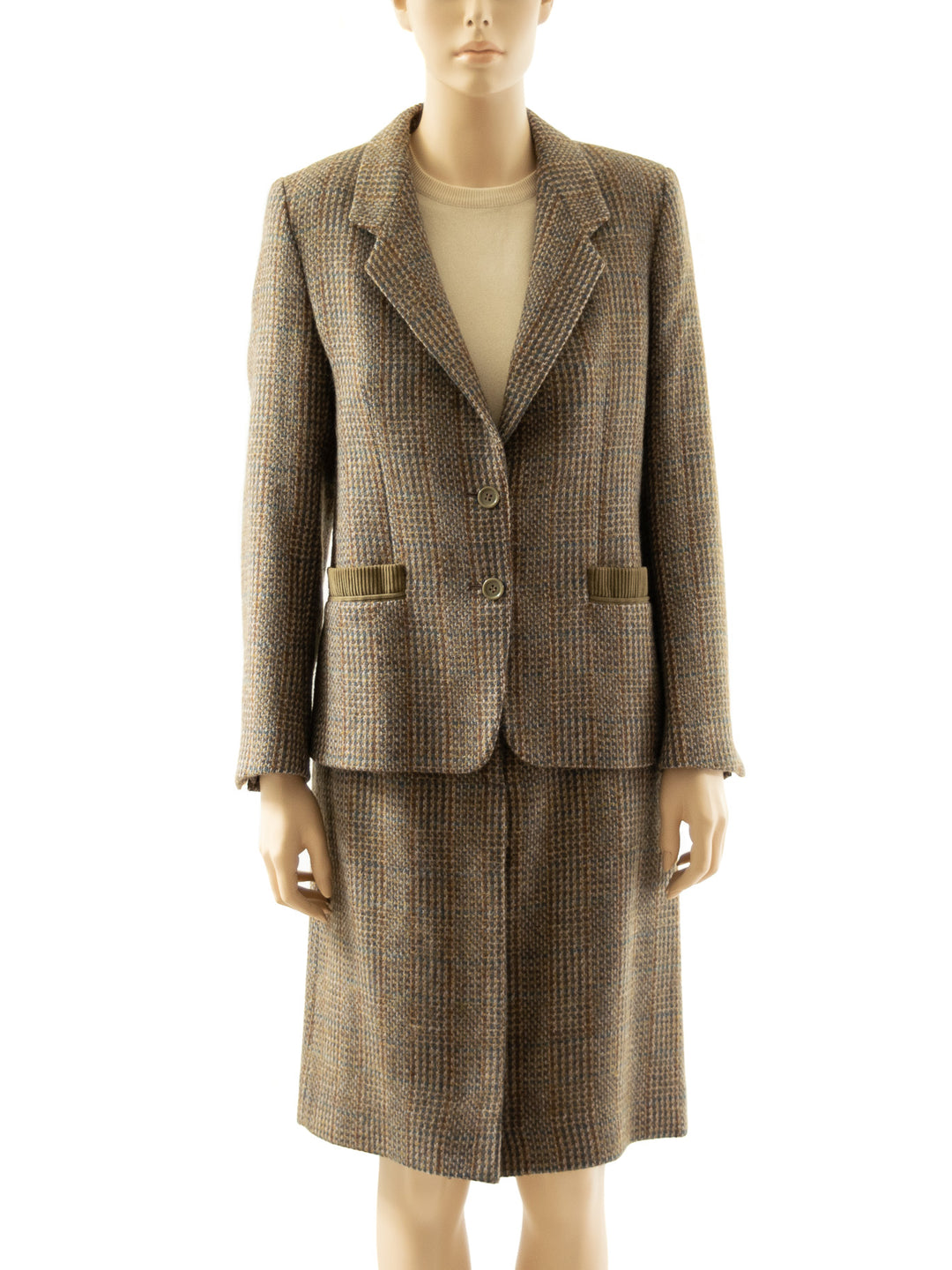 Forall Skirt Suit Beige Plaid Alpaca