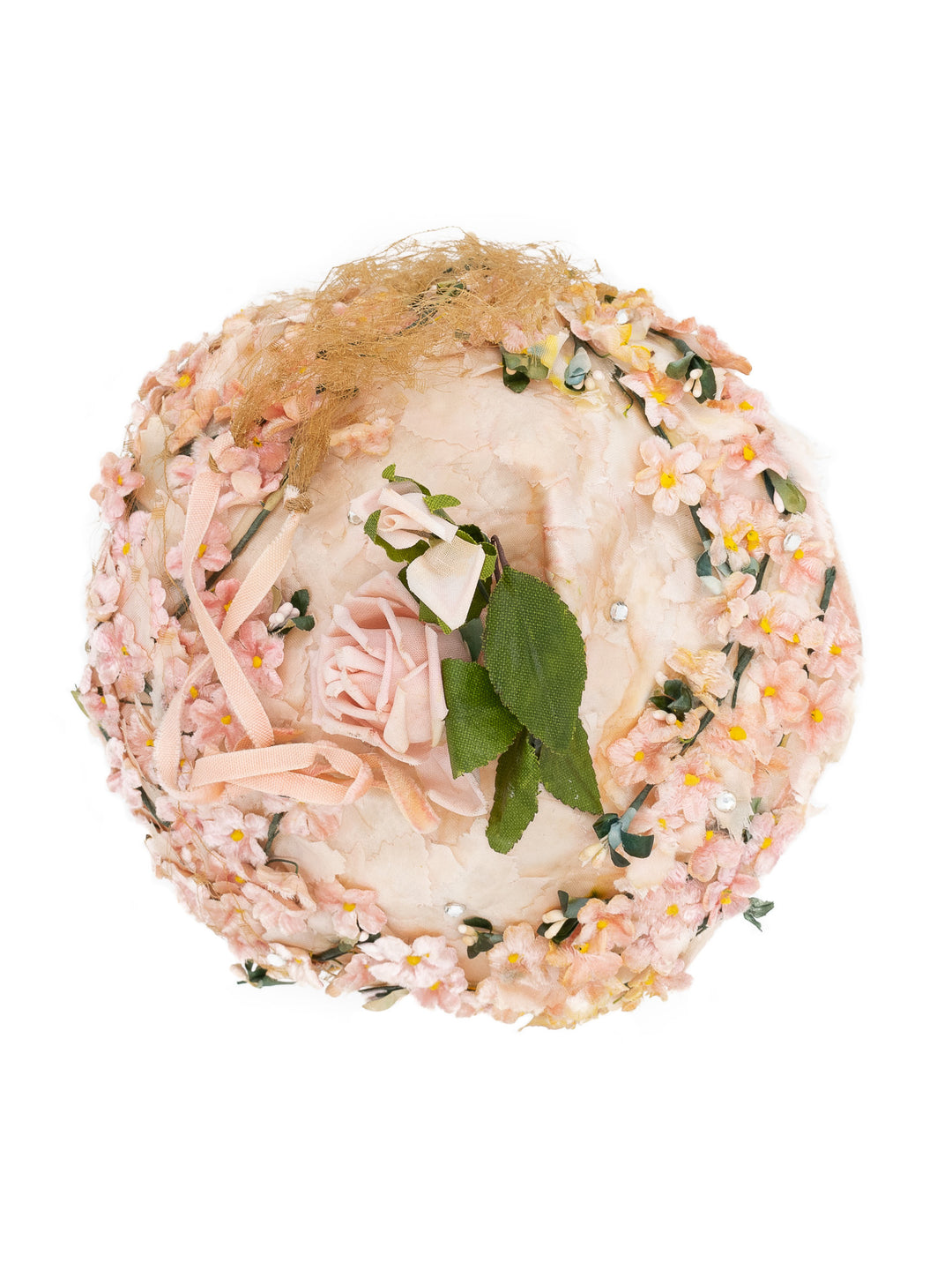 Juliette Cap, 1950s Pink Floral Millinery