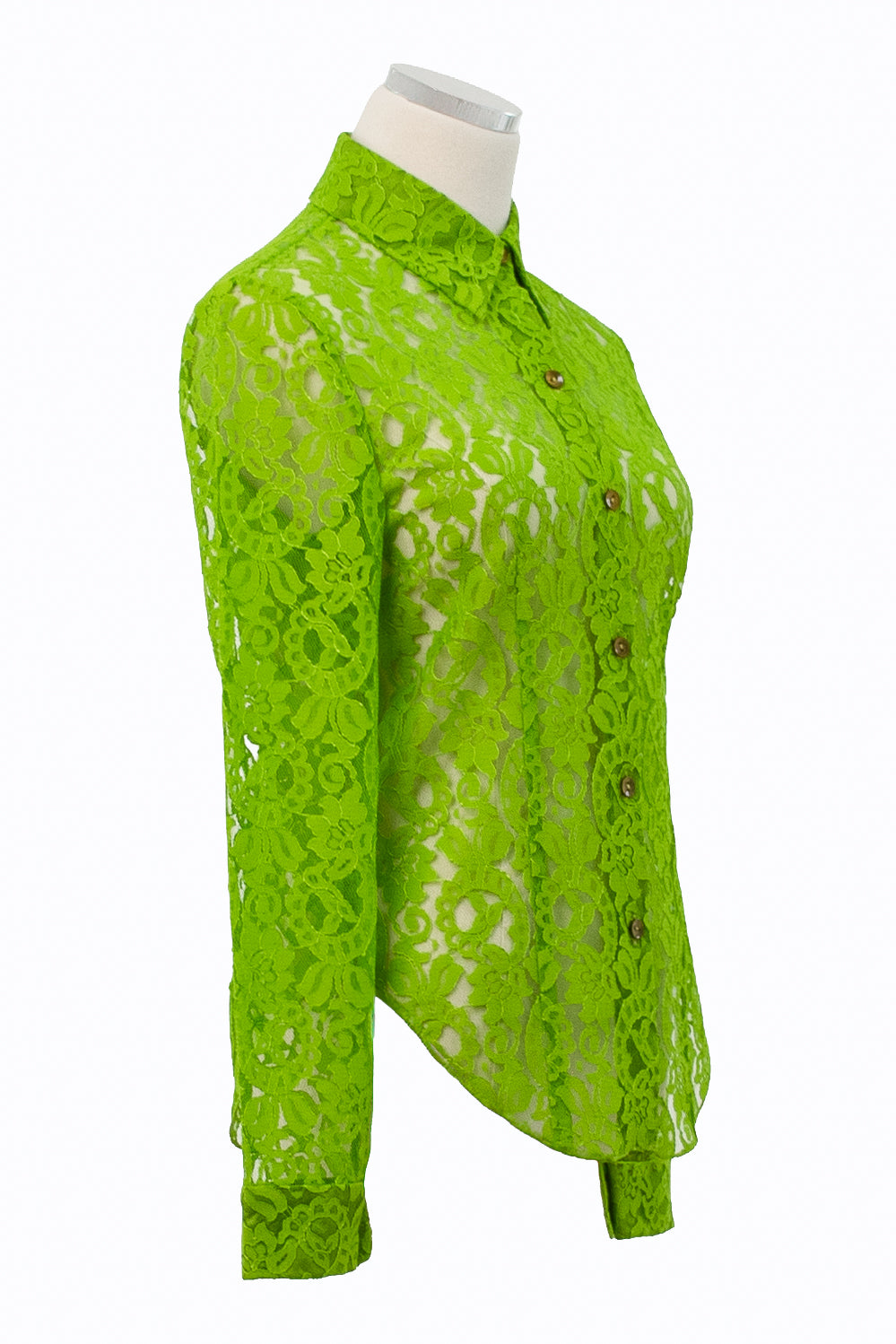 Kenneth Richard Green Floral Lace  Blouse | Size M | 90s
