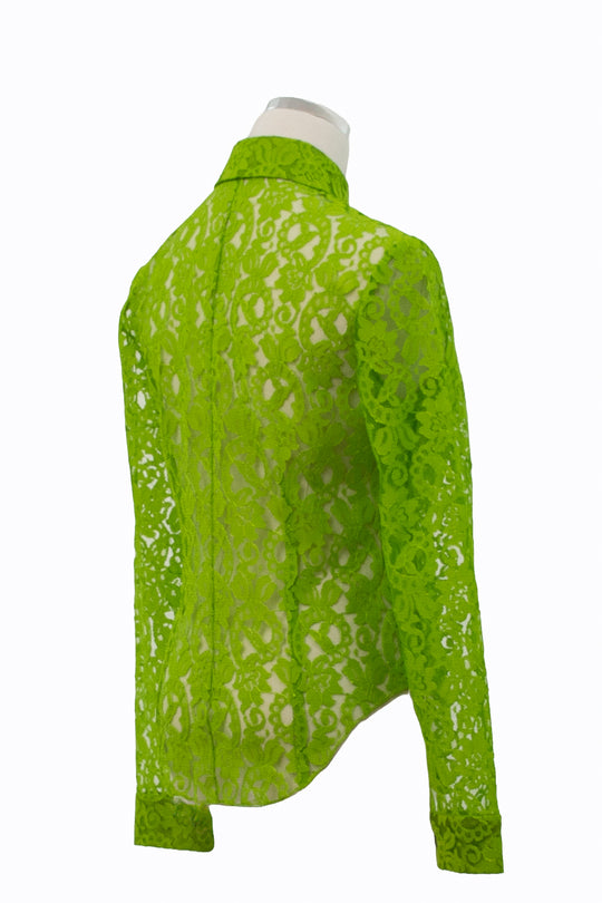 Kenneth Richard Green Floral Lace  Blouse | Size M | 90s
