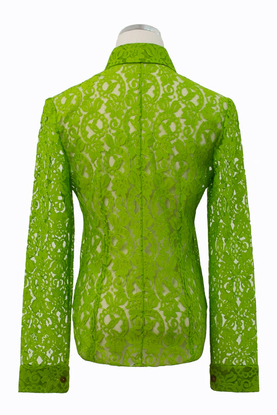 Kenneth Richard Green Floral Lace  Blouse | Size M | 90s