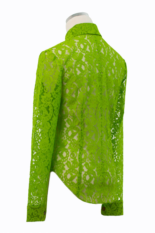 Kenneth Richard Green Floral Lace  Blouse | Size M | 90s
