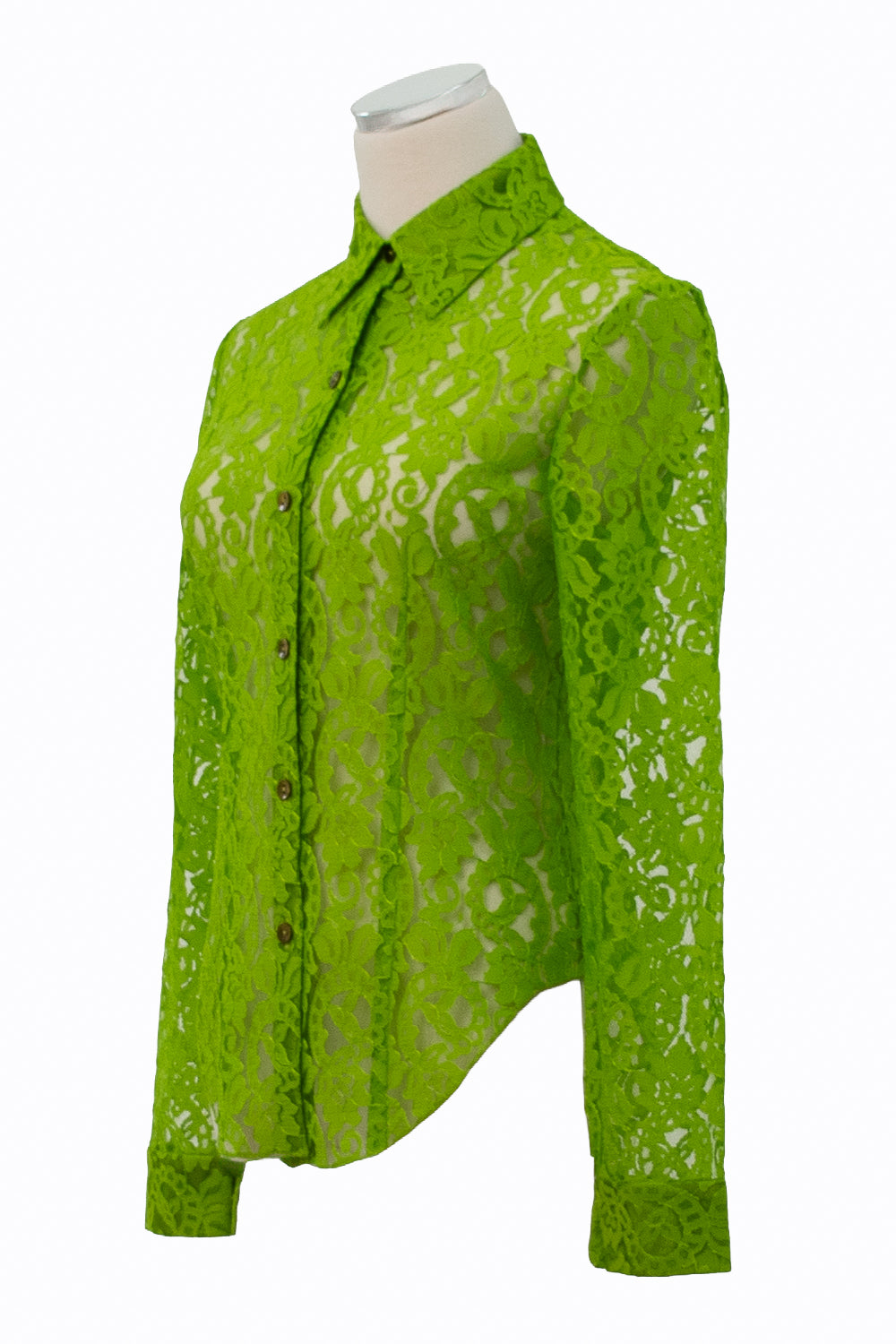 Kenneth Richard Green Floral Lace  Blouse | Size M | 90s