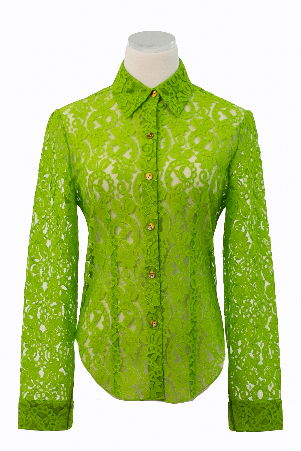 Kenneth Richard Green Floral Lace  Blouse | Size M | 90s