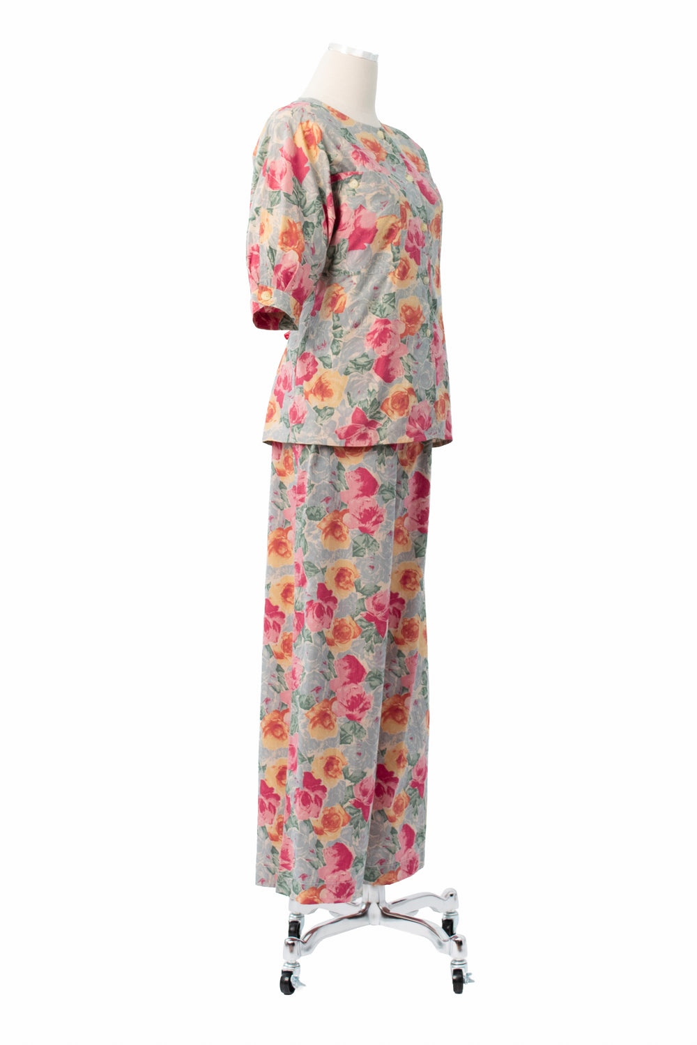 Laurel Pink Floral Palazzo Pants Set, Vintage 80s, Size 6