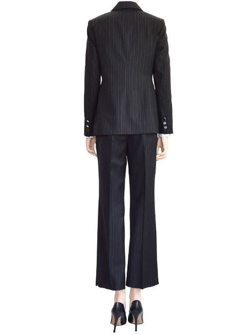 Anne Klein Pants Suit Black Pinstriped