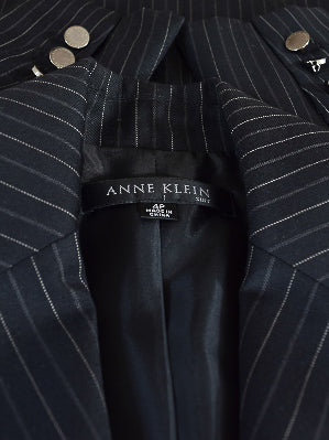 Anne Klein Pants Suit Black Pinstriped