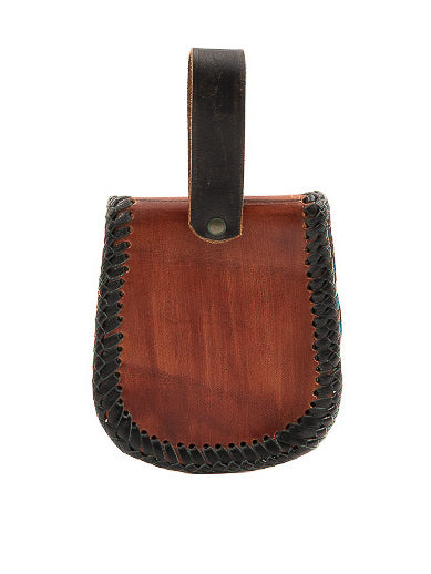 Celtic Hand-Tooled Cognac Leather Belt Pouch | 1980s Vintage | Maker-Signed | Brass Hardware