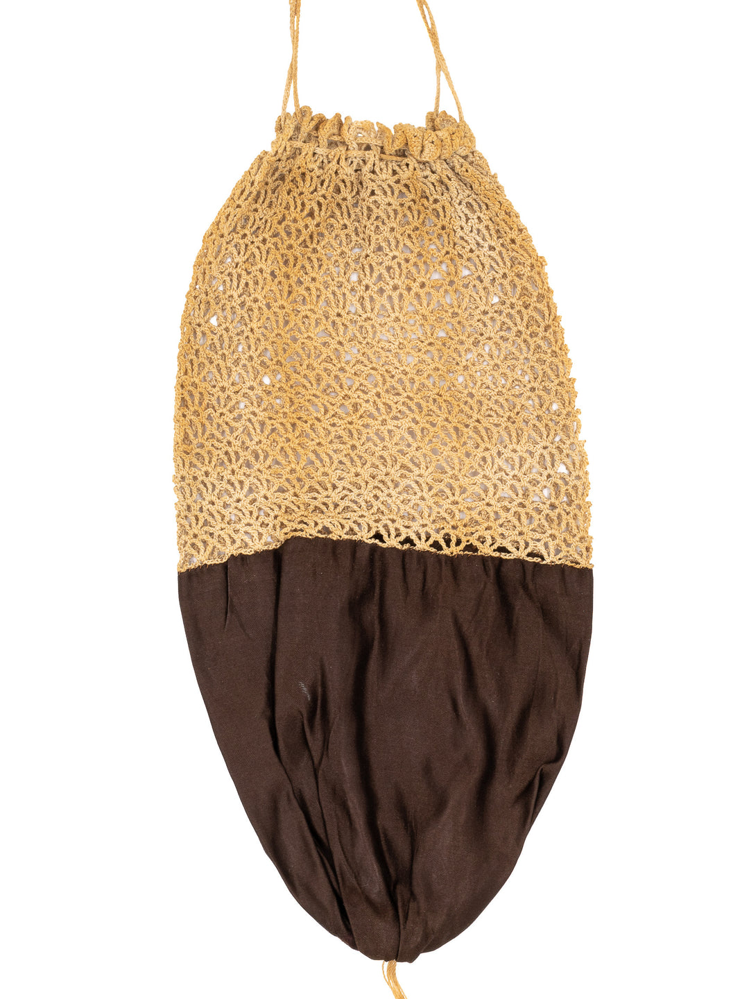 Victorian Silk Crochet Reticule Purse | 1890s–1900s Antique | Drawstring Tassel Bag | Small