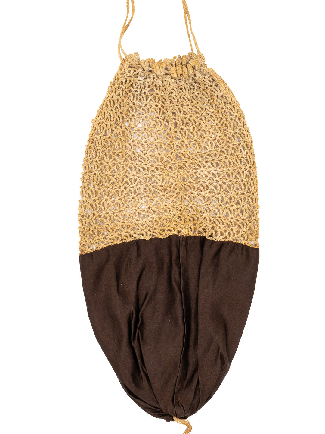 Victorian Silk Crochet Reticule Purse | 1890s–1900s Antique | Drawstring Tassel Bag | Small