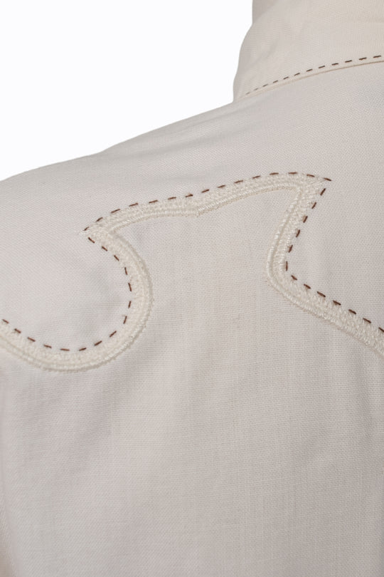 Ralph Lauren Blue Label Western Shirt | Cream Pick Stitch | Vintage 90s | Size 8