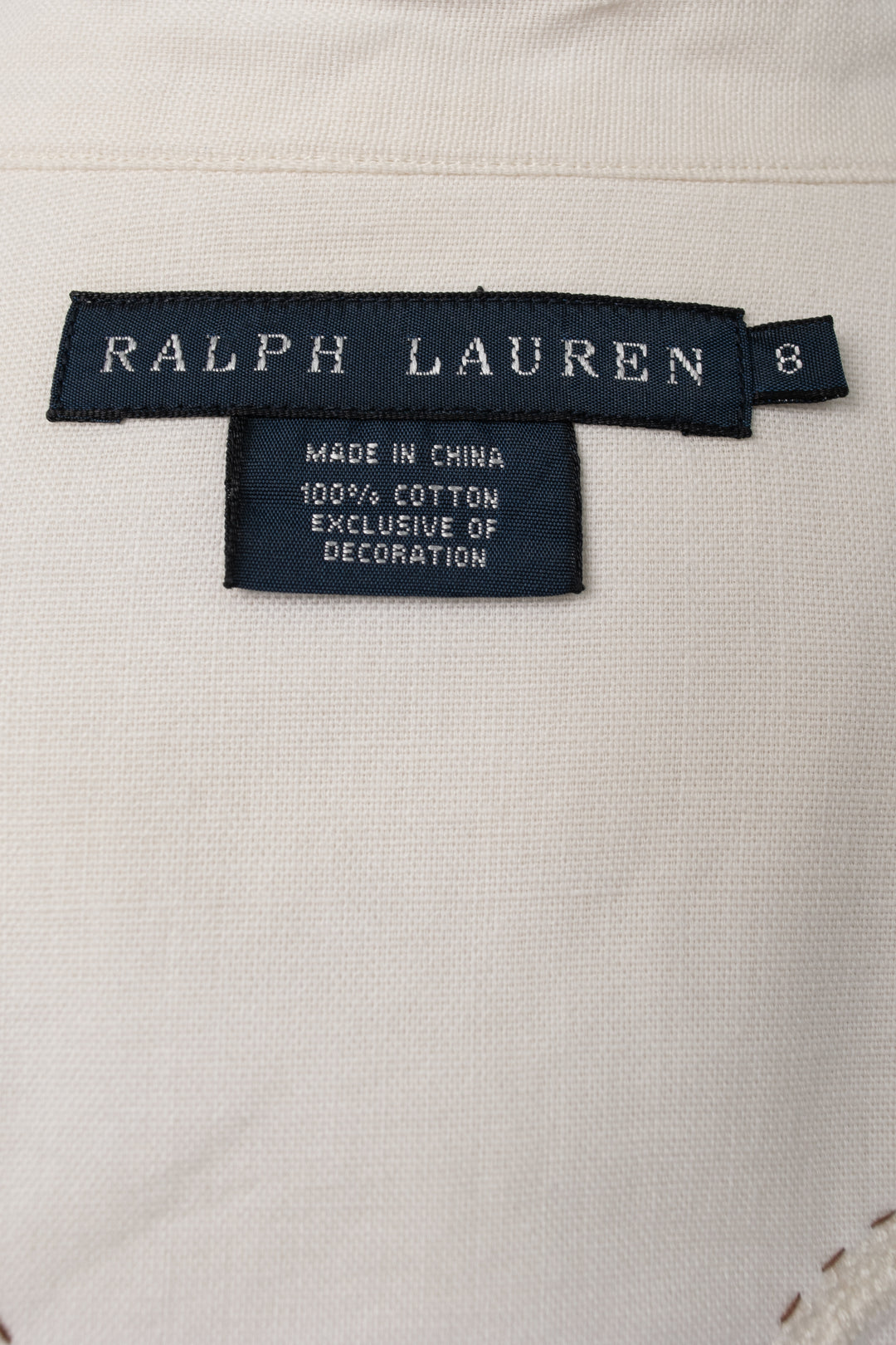 Ralph Lauren Blue Label Western Shirt | Cream Pick Stitch | Vintage 90s | Size 8