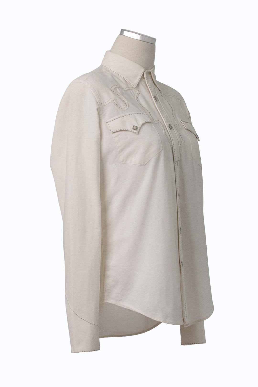 Ralph Lauren Blue Label Western Shirt | Cream Pick Stitch | Vintage 90s | Size 8