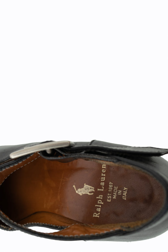 Ralph Lauren Black Round Toe Mary Jane Shoes Early-to-Mid 1990s Vintage