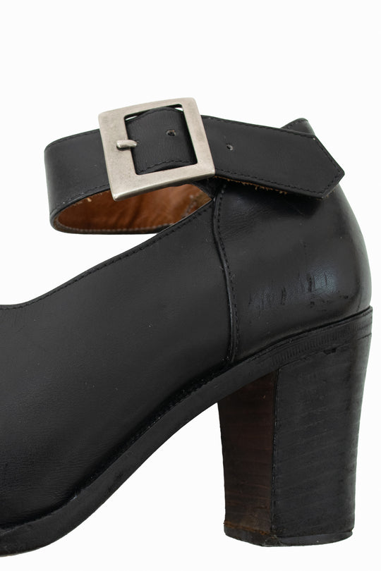 Ralph Lauren Black Round Toe Mary Jane Shoes Early-to-Mid 1990s Vintage