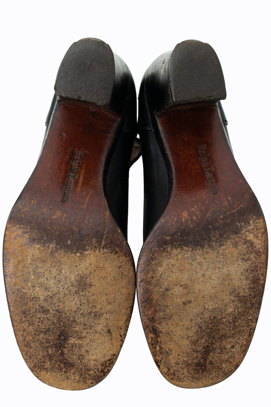 Ralph Lauren Black Round Toe Mary Jane Shoes Early-to-Mid 1990s Vintage