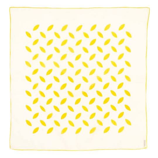 Cream & Yellow Floral Cotton Scarf | 1980s Vintage | Made in France for Saks Fifth Avenue | 25½" x 25"