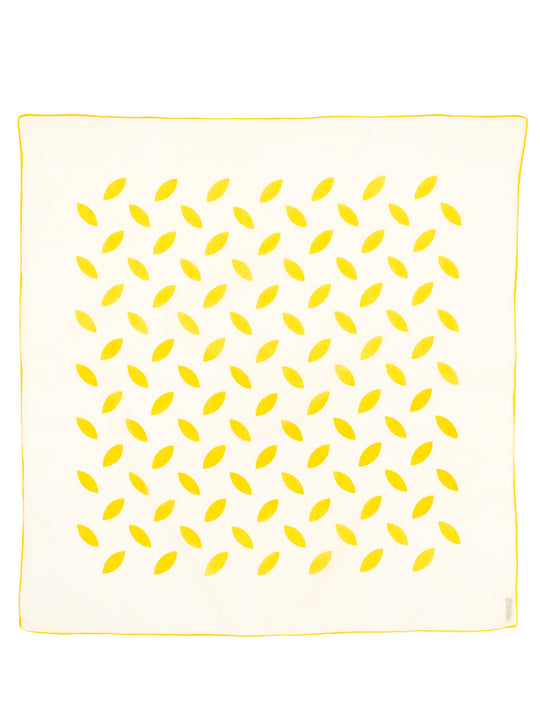 Cream & Yellow Floral Cotton Scarf | 1980s Vintage | Made in France for Saks Fifth Avenue | 25½" x 25"