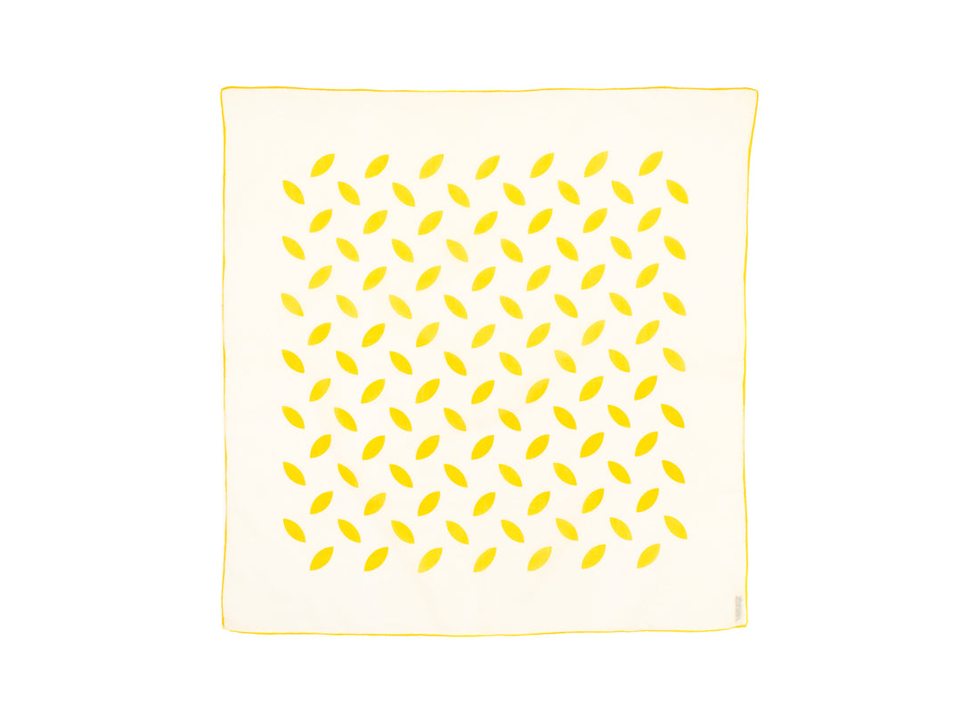 Cream & Yellow Floral Cotton Scarf | 1980s Vintage | Made in France for Saks Fifth Avenue | 25½" x 25"