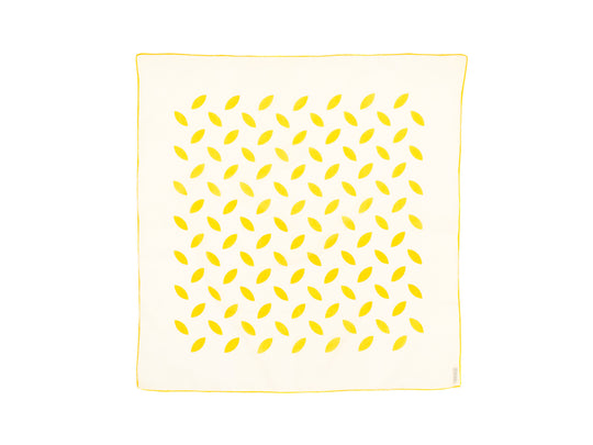 Cream & Yellow Floral Cotton Scarf | 1980s Vintage | Made in France for Saks Fifth Avenue | 25½" x 25"