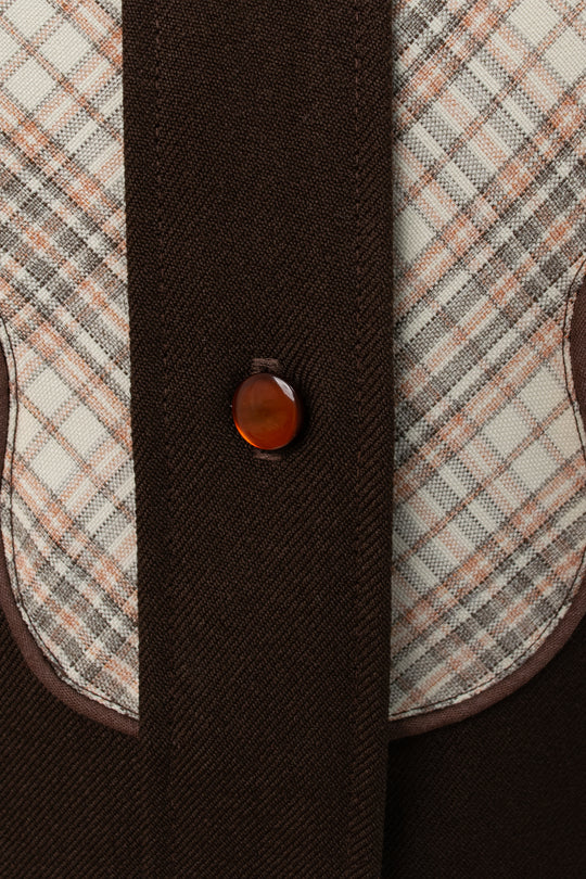 H Bar C Ranchwear | Brown Plaid Western Shirt | Vintage 70s | Size 30 | Made in USA
