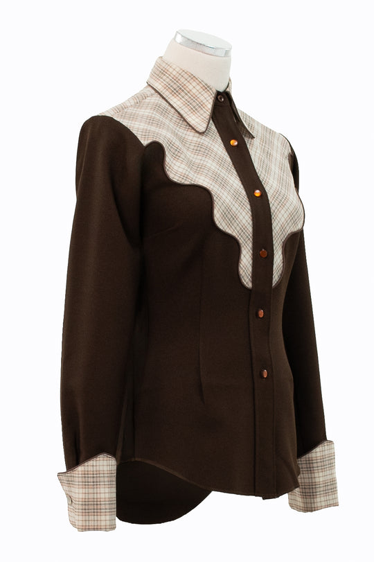 H Bar C Ranchwear | Brown Plaid Western Shirt | Vintage 70s | Size 30 | Made in USA