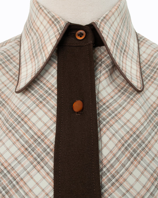 H Bar C Ranchwear | Brown Plaid Western Shirt | Vintage 70s | Size 30 | Made in USA